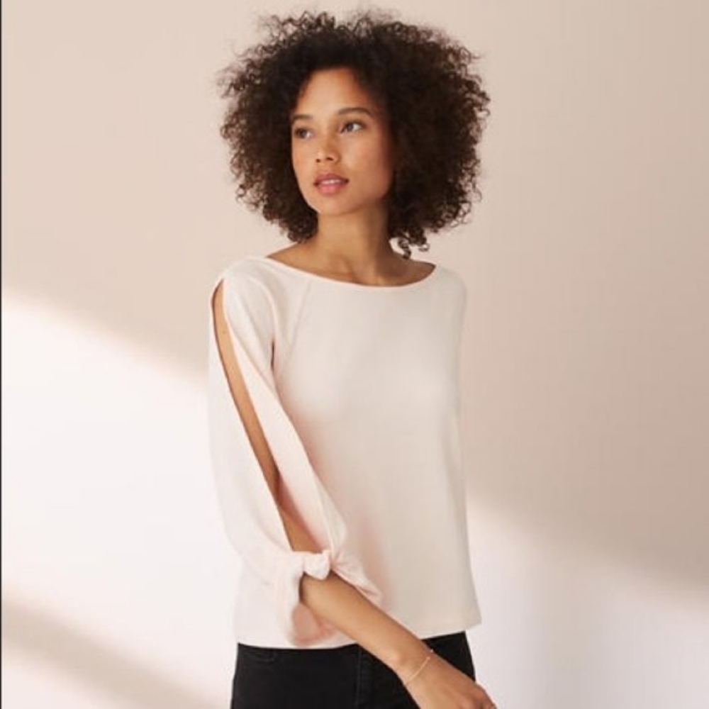 Lou & Grey for LOFT gray split sleeve top size S